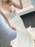 Mermaid V Neck Sleeveless Backless Lace Wedding Dress LBQW0081
